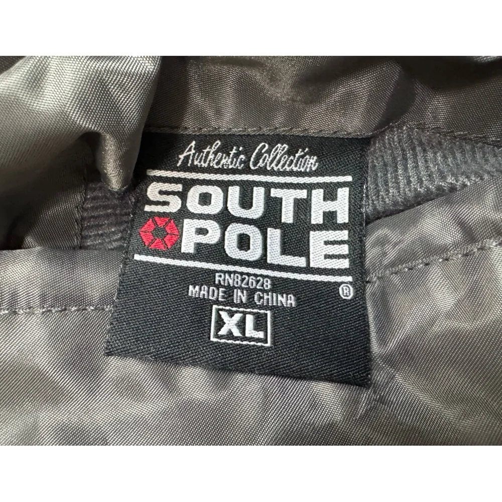 Vintage Y2K Southpole Jacket Reversible Bomber Size XL Black Quilted Full Zip
